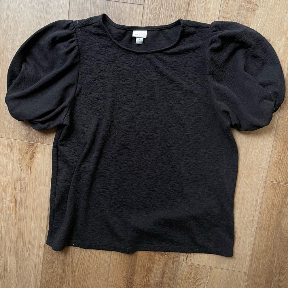 Black Puff Sleeve Blouse